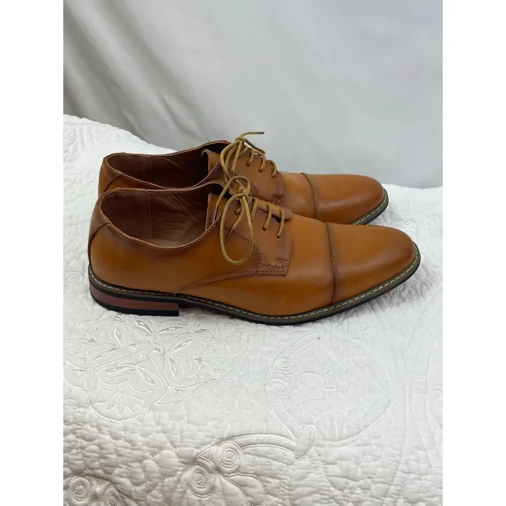 Jonsen Milan Men's Size 12 Brown Leather Lace-Up Dress Shoes – Formal AMY9003